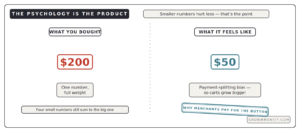 payment splitting bias psychology why 50 feels smaller than 200