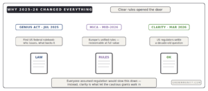 GENIUS Act MiCA stablecoin regulation 2025 2026 clear rules adoption