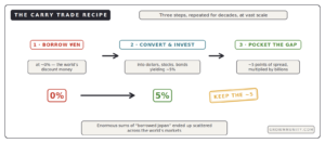 carry trade recipe borrow at zero invest at five keep the spread